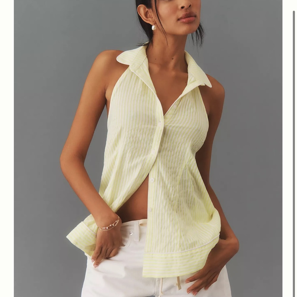 Sleeveless Yellow Striped Women's Top